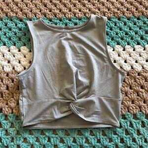 Roxy Gray Front Twist Tank Top Cropped Shirt Womans sz XS
